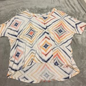 Orange, blue, and pink diamond blouse